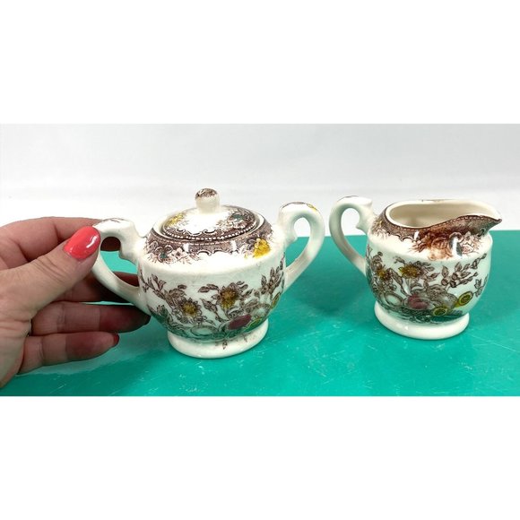Vintage sugar bowl creamer set, Japan ceramic vintage set, retro decor - Picture 2 of 9